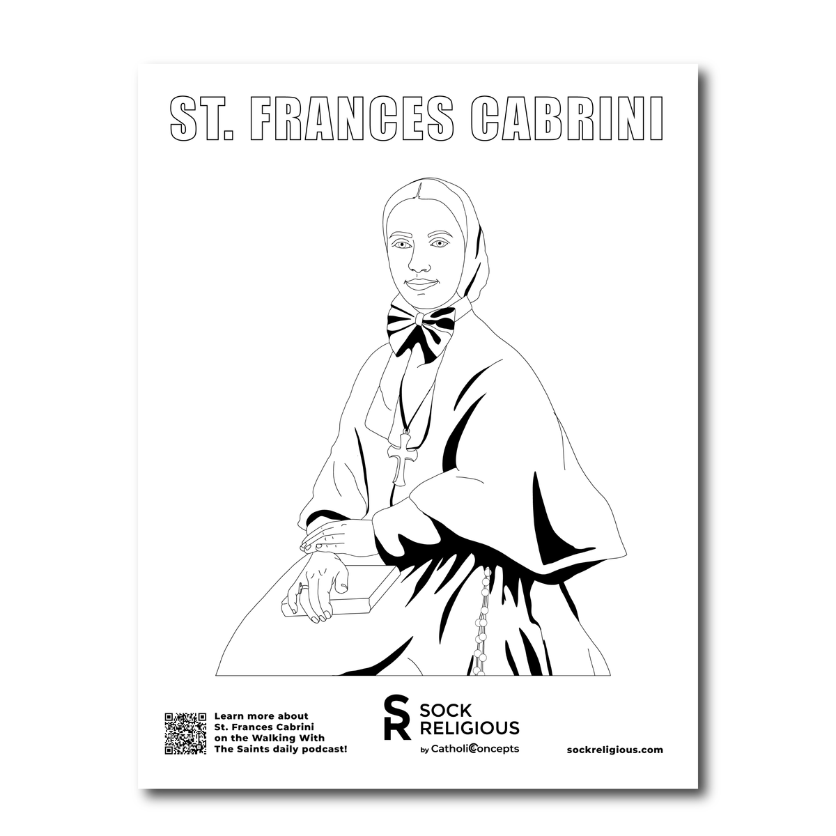 St. Frances Xavier Cabrini Coloring Page - FREE Digital Download