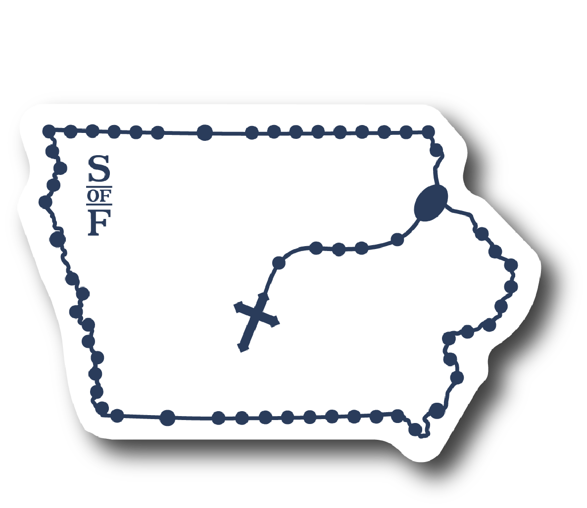 Iowa Catholic Rosary vinyl sticker - States of Faith
