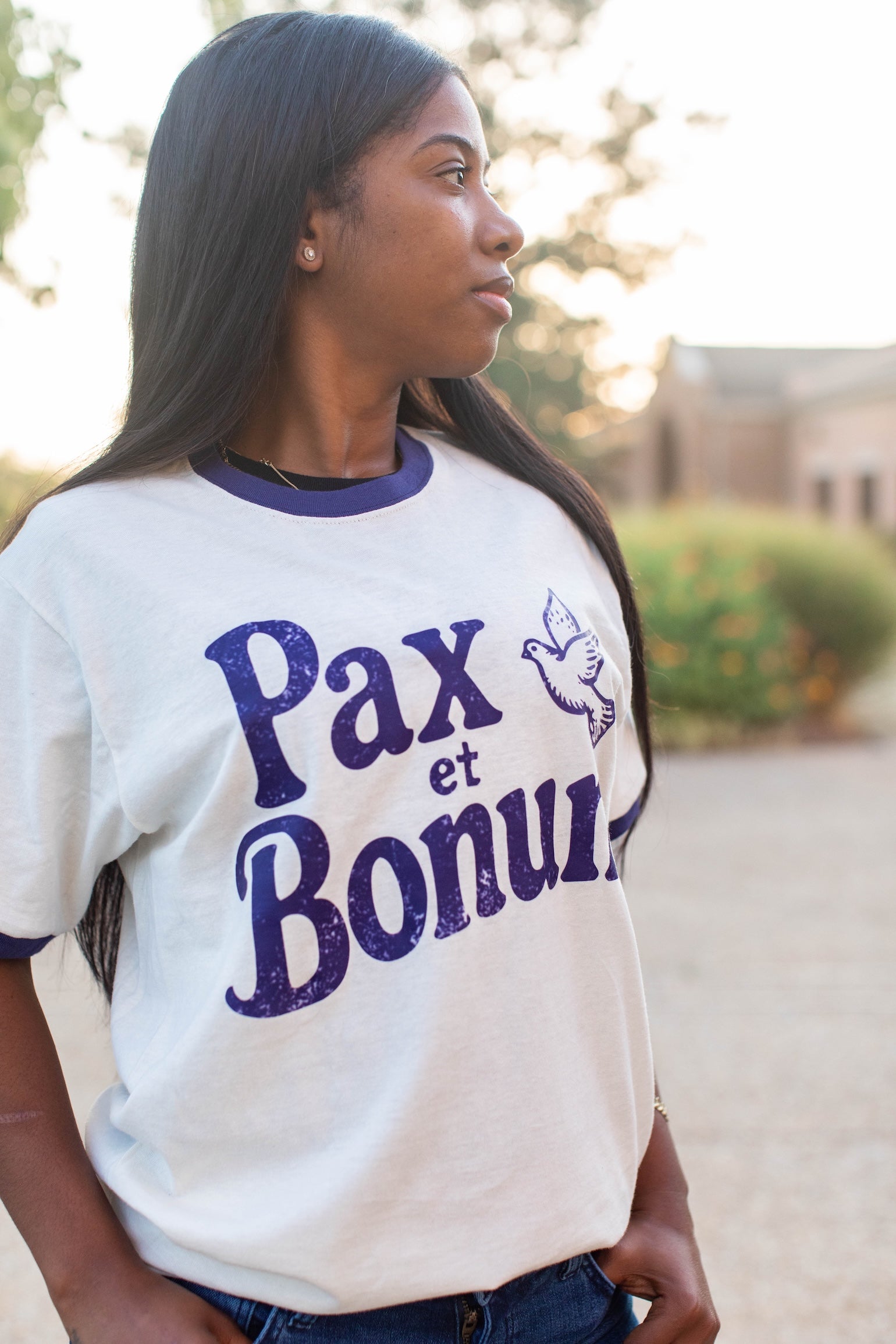 Pax et Bonum - St. Francis of Assisi Adult Jersey Ringer T-Shirt