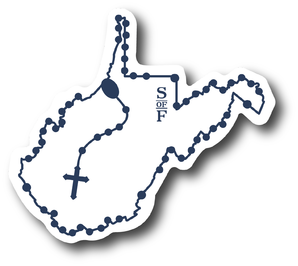 West Virginia Catholic Rosary vinyl sticker - States of Faith
