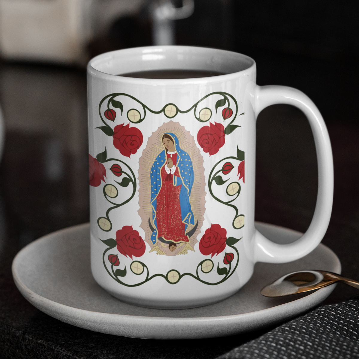 Our Lady of Guadalupe & The Eucharist Coffee Mug - 15 oz.