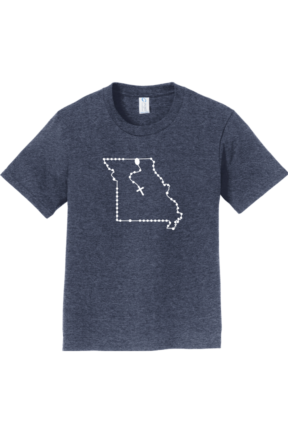 Missouri Catholic Rosary Youth T-shirt in Heather Navy