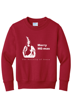 Merry ME-mas - The Nativity of Jesus - Youth Crewneck Sweatshirt