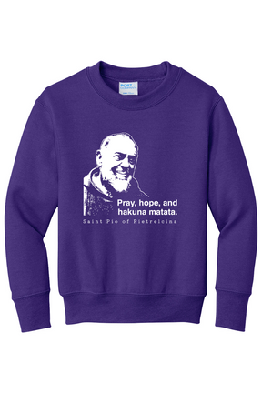 Hakuna Matata - St Padre Pio - Youth Crewneck Sweatshirt
