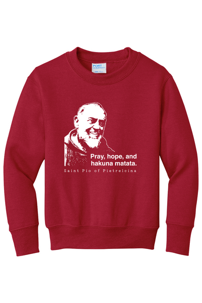 Hakuna Matata - St Padre Pio - Youth Crewneck Sweatshirt