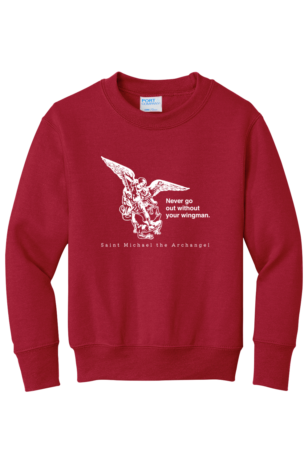 Never Go Without Your Wingman - St. Michael the Archangel Youth Crewneck Sweatshirt