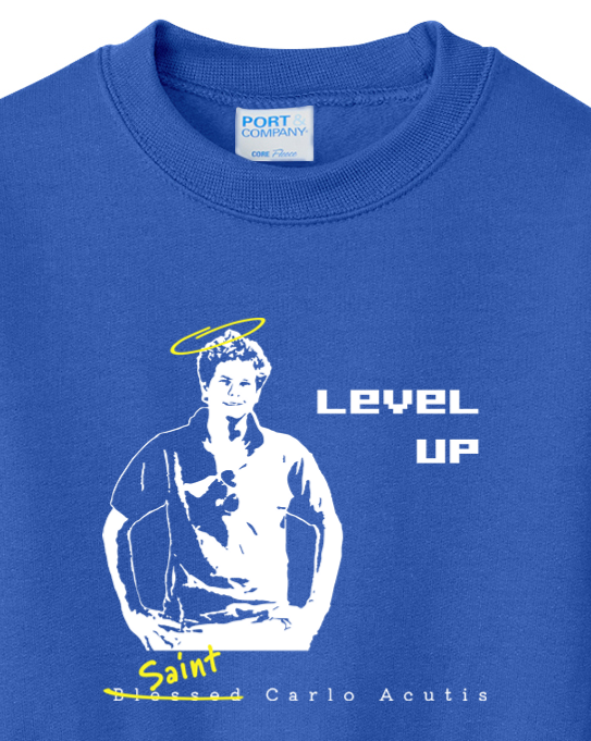 Level Up - St. Carlo Acutis - Youth Crewneck Sweatshirt