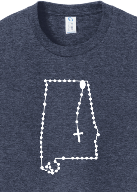 Alabama Catholic Rosary Youth T-shirt in Heather Navy