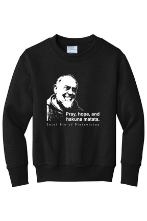 Hakuna Matata - St Padre Pio - Youth Crewneck Sweatshirt