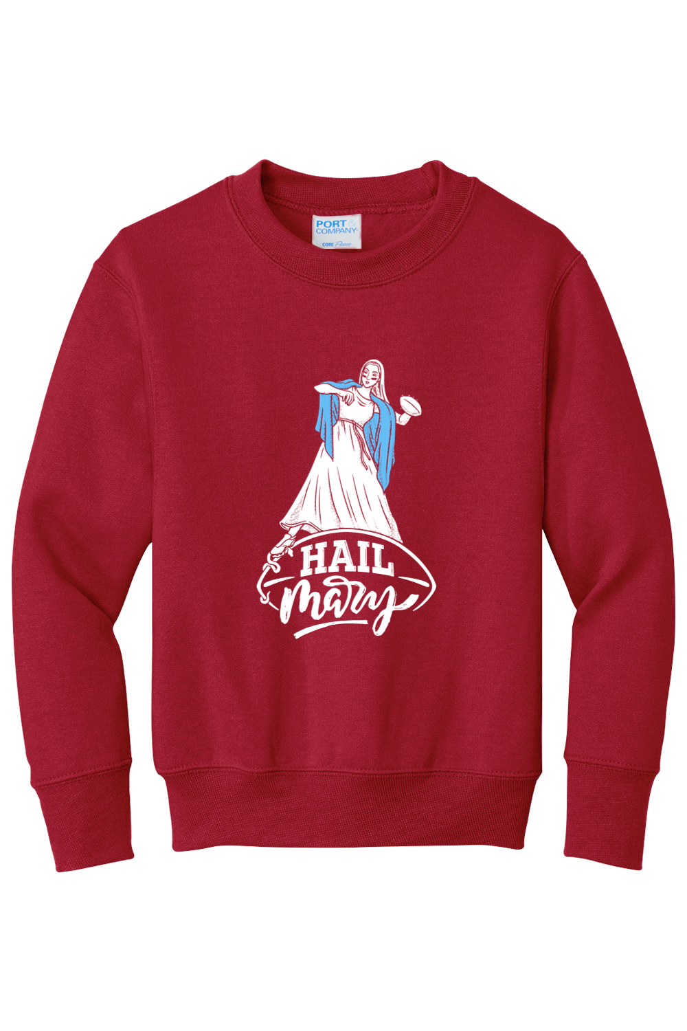 Hail Mary - Catholic Football - Youth Crewneck Sweatshirt