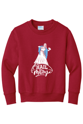 Hail Mary - Catholic Football - Youth Crewneck Sweatshirt