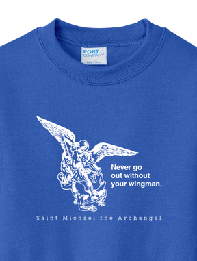 Never Go Without Your Wingman - St. Michael the Archangel Youth Crewneck Sweatshirt