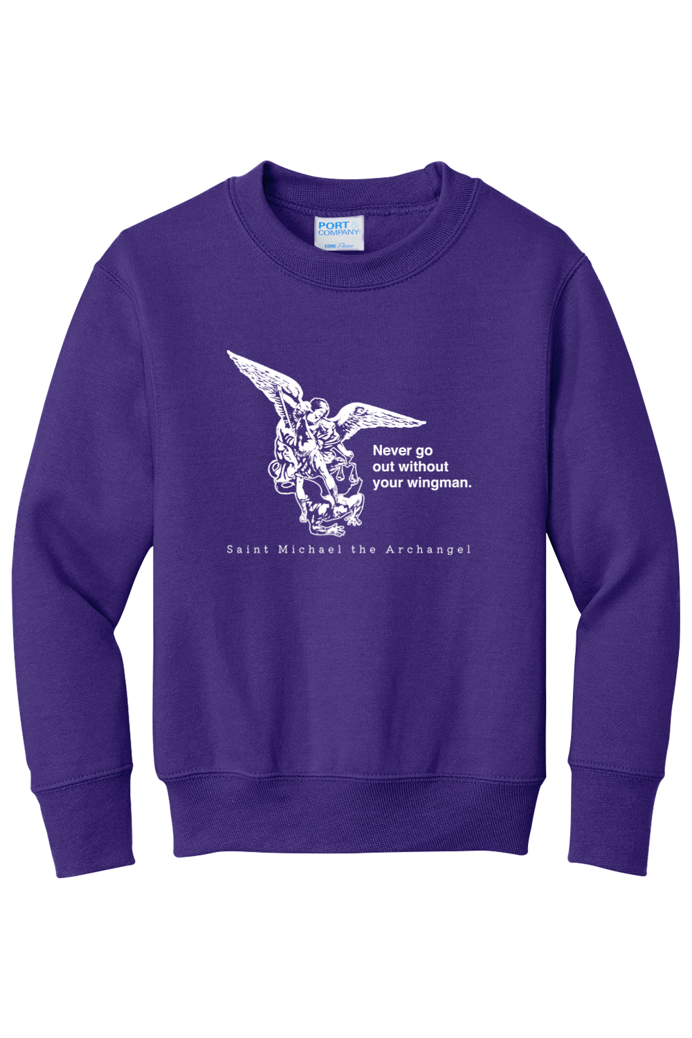 Never Go Without Your Wingman - St. Michael the Archangel Youth Crewneck Sweatshirt