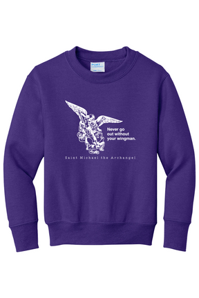 Never Go Without Your Wingman - St. Michael the Archangel Youth Crewneck Sweatshirt