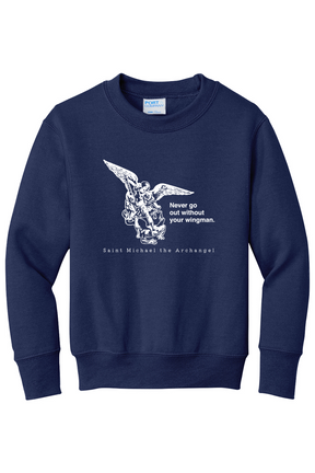 Never Go Without Your Wingman - St. Michael the Archangel Youth Crewneck Sweatshirt