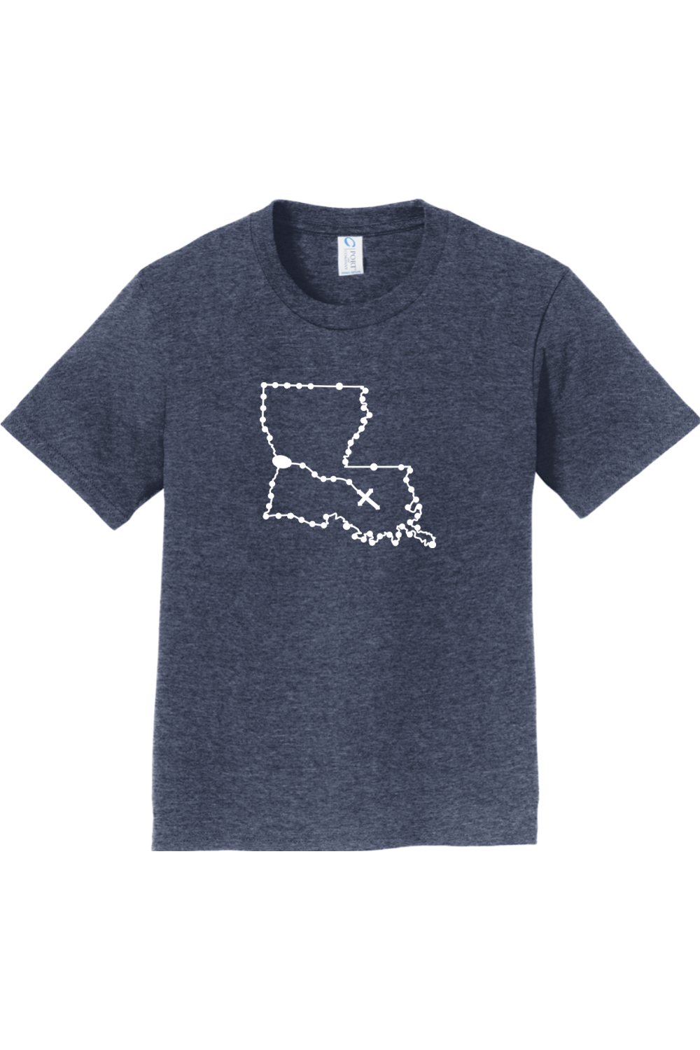 Louisiana Catholic Rosary Youth T-shirt in Heather Navy