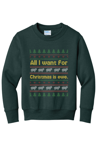 All I Want for Christmas is Ewe Youth Crewneck Sweatshirt