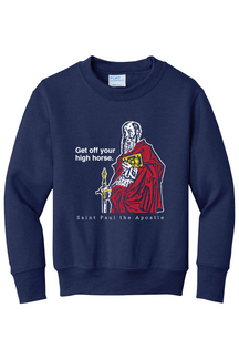 Get Off Your High Horse - St. Paul the Apostle - Youth Crewneck Sweatshirt