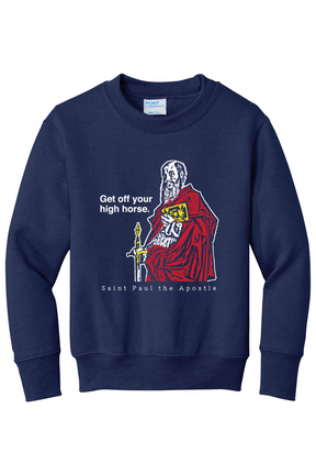 Get Off Your High Horse - St. Paul the Apostle - Youth Crewneck Sweatshirt