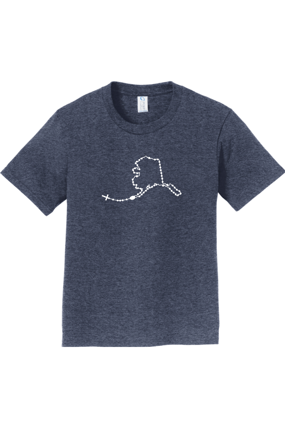 Alaska Catholic Rosary Youth T-shirt in Heather Navy