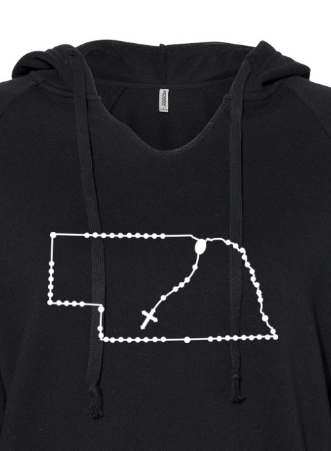 Nebraska Catholic Rosary Drop Hoodie