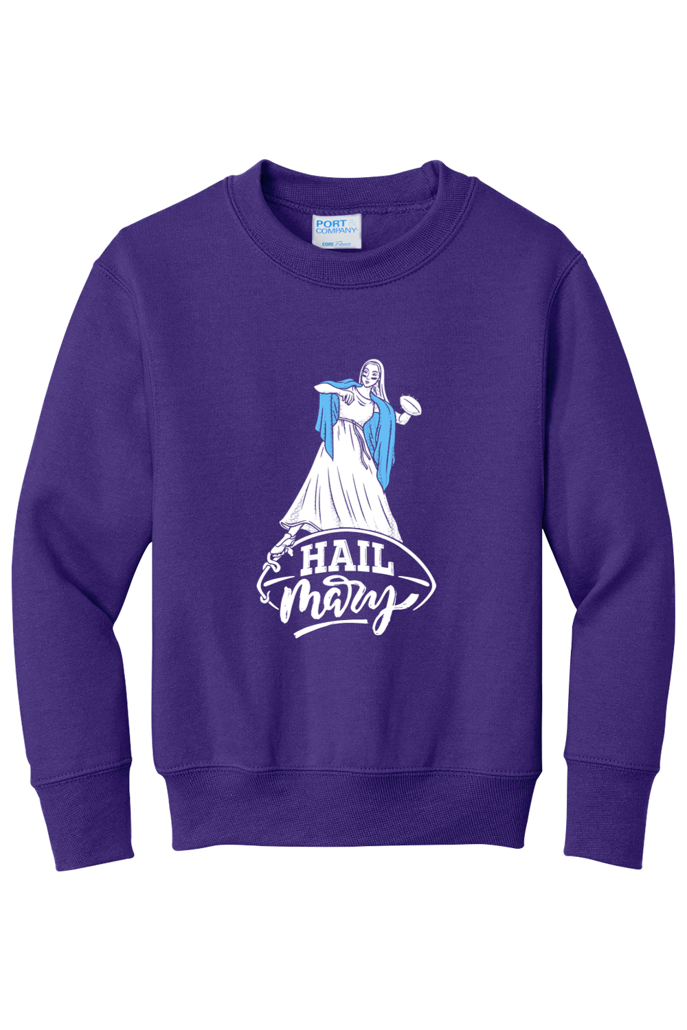 Hail Mary - Catholic Football - Youth Crewneck Sweatshirt