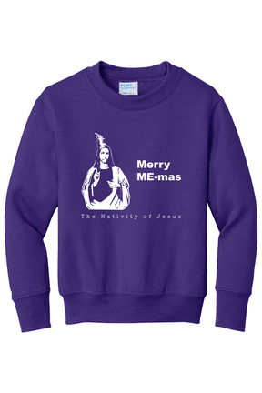 Merry ME-mas - The Nativity of Jesus - Youth Crewneck Sweatshirt