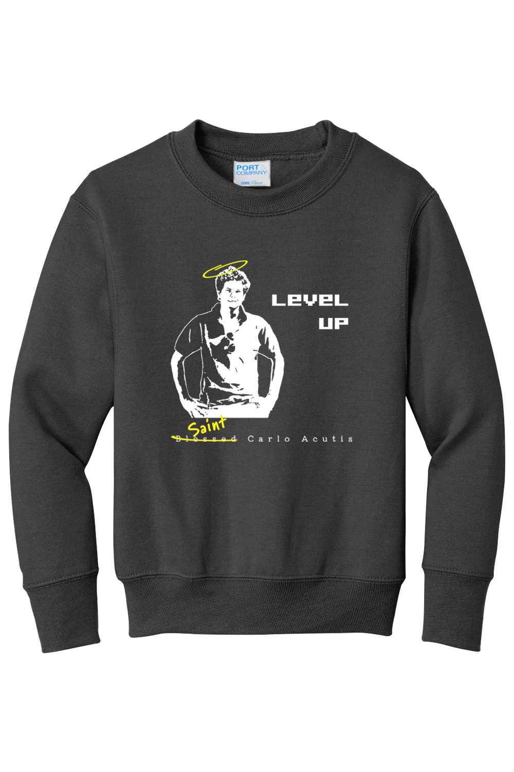 Level Up - St. Carlo Acutis - Youth Crewneck Sweatshirt
