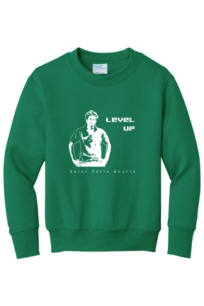 Level Up - St. Carlo Acutis - Youth Crewneck Sweatshirt