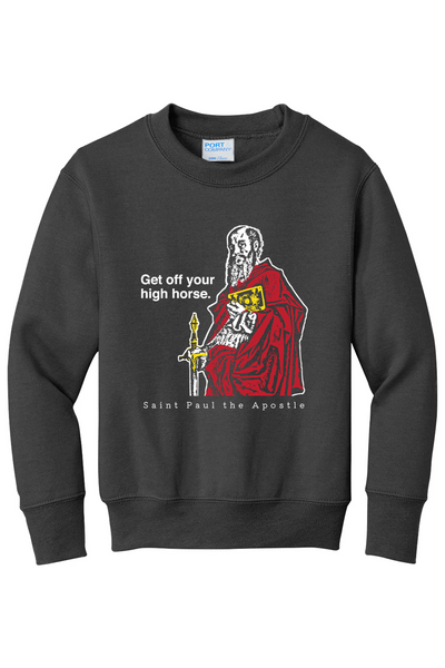 Get Off Your High Horse - St. Paul the Apostle - Youth Crewneck Sweatshirt