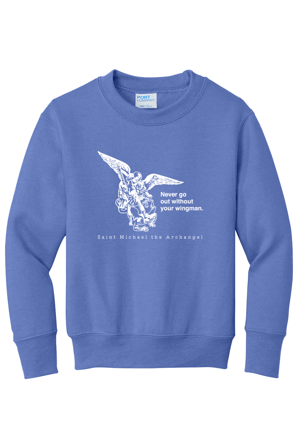 Never Go Without Your Wingman - St. Michael the Archangel Youth Crewneck Sweatshirt