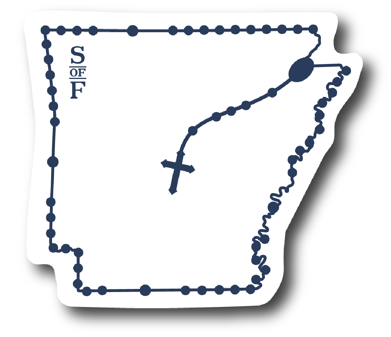 Arkansas Catholic Rosary vinyl sticker - States of Faith