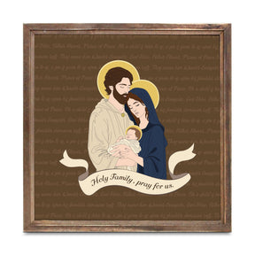 Holy Family  11.25x11.25 Framed Wood Block | Catholic Gifts & Decor-0