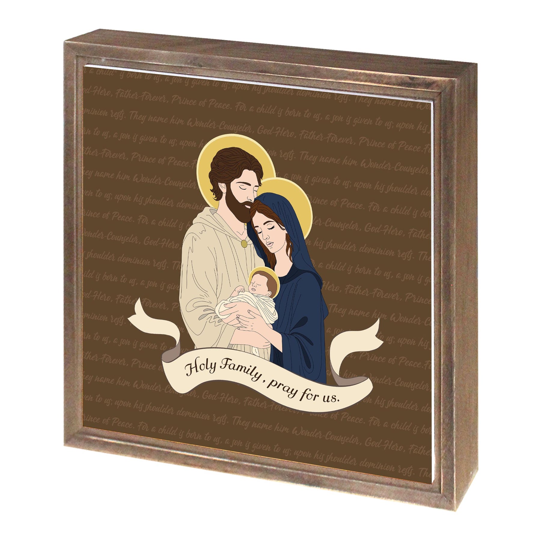 Holy Family  11.25x11.25 Framed Wood Block | Catholic Gifts & Decor-1