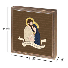 Holy Family  11.25x11.25 Framed Wood Block | Catholic Gifts & Decor-2