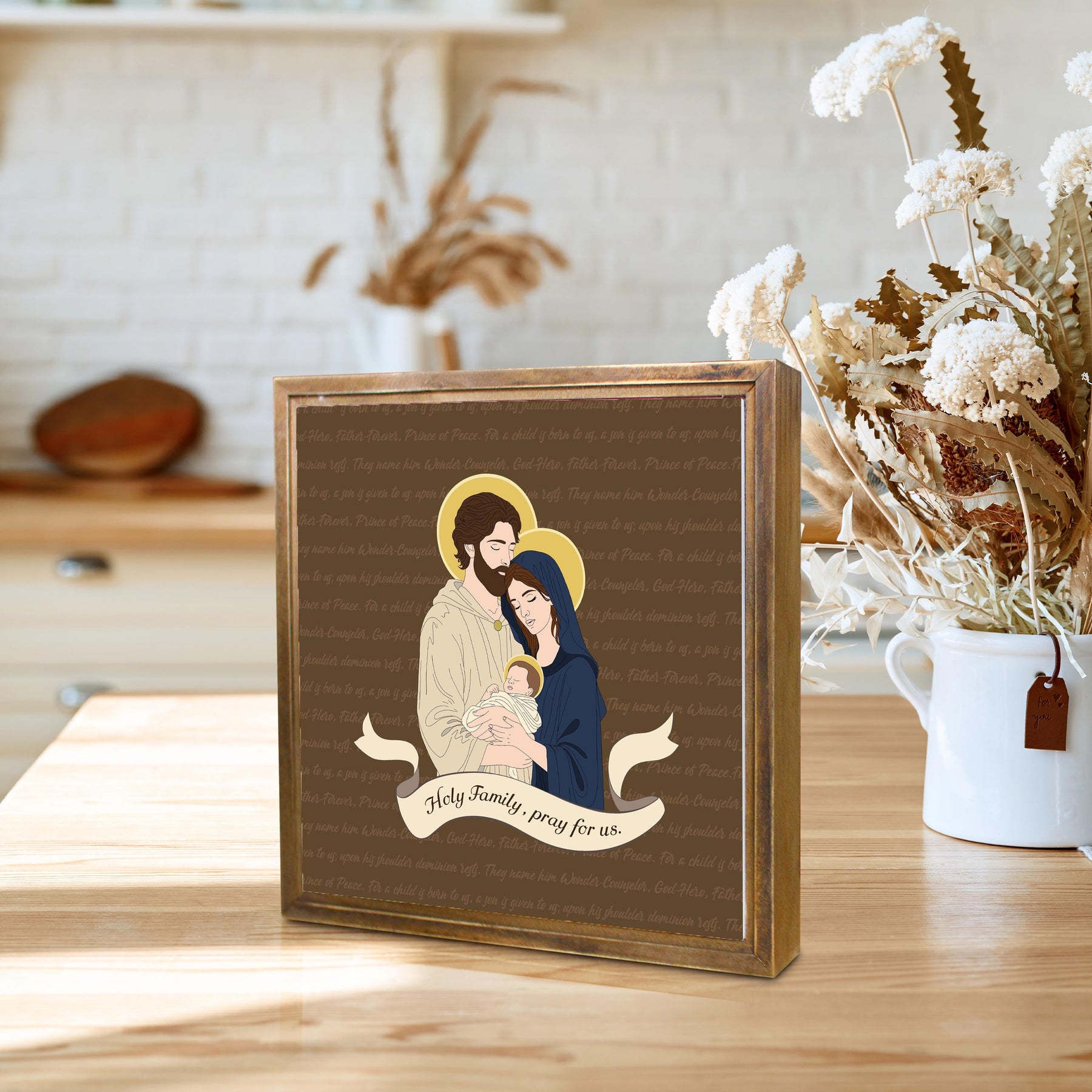 Holy Family  11.25x11.25 Framed Wood Block | Catholic Gifts & Decor-4