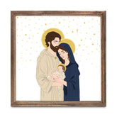 Holy Family 2 11.25x11.25 Framed Wood Block | Catholic Gifts & Decor-0