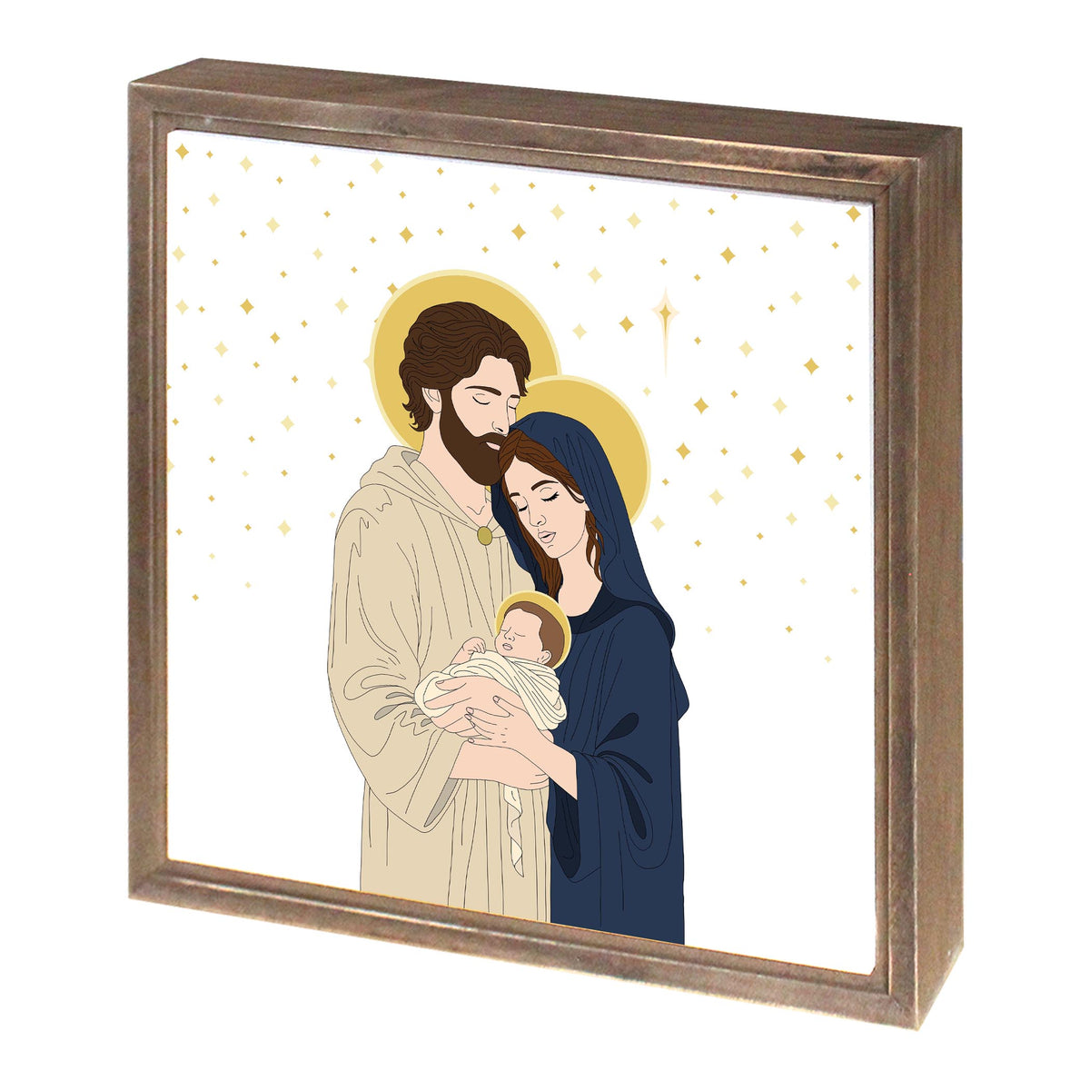 Holy Family 2 11.25x11.25 Framed Wood Block | Catholic Gifts & Decor-1