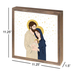 Holy Family 2 11.25x11.25 Framed Wood Block | Catholic Gifts & Decor-2