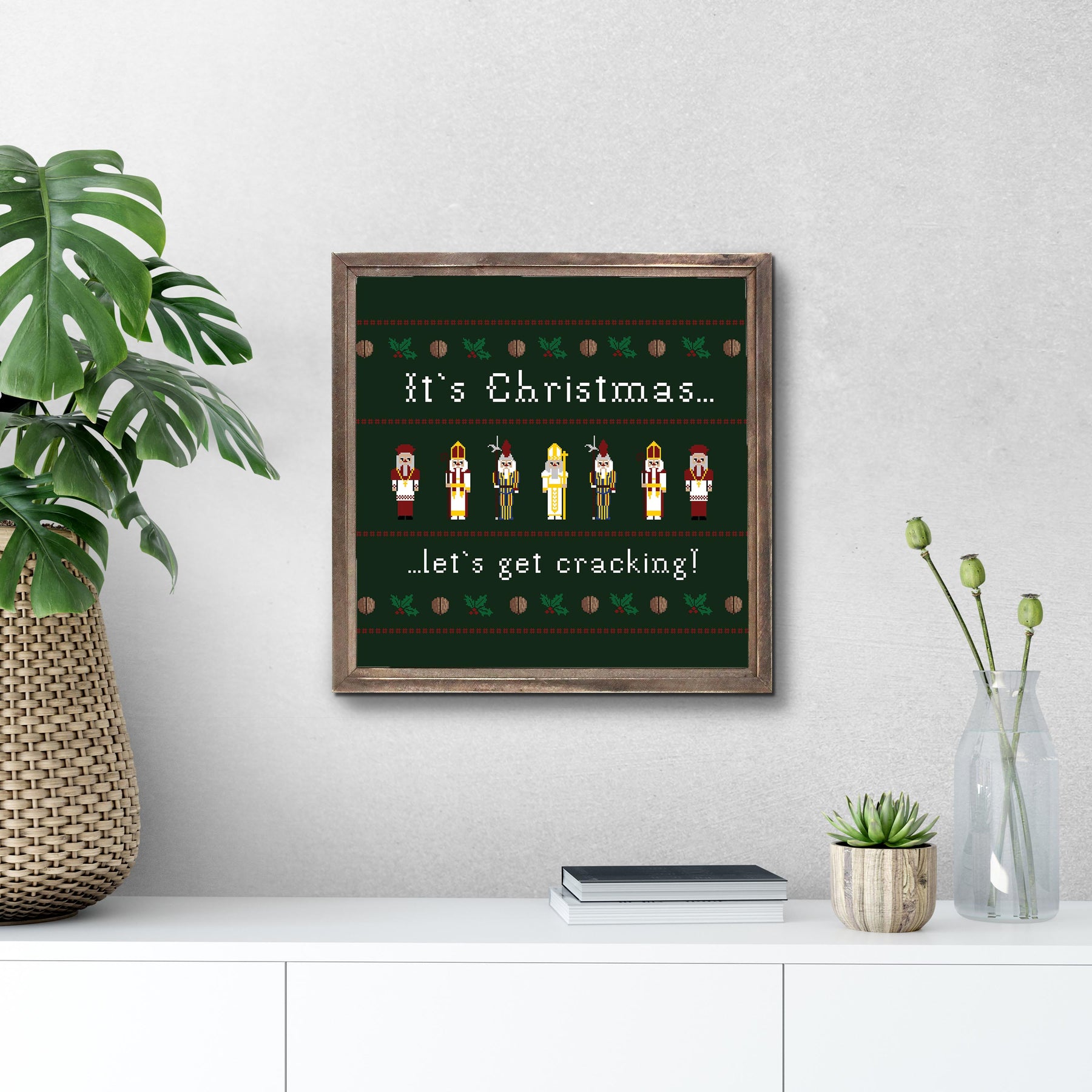 It's Christmas Let's Get Cracking 11.25x11.25 Framed Wood Block | Catholic Gifts & Decor-3