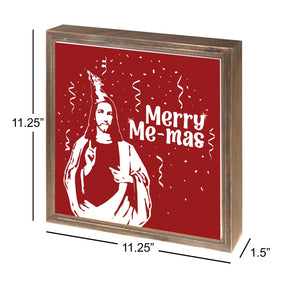 Merry Me-mas  11.25x11.25 Framed Wood Block | Catholic Gifts & Decor-2