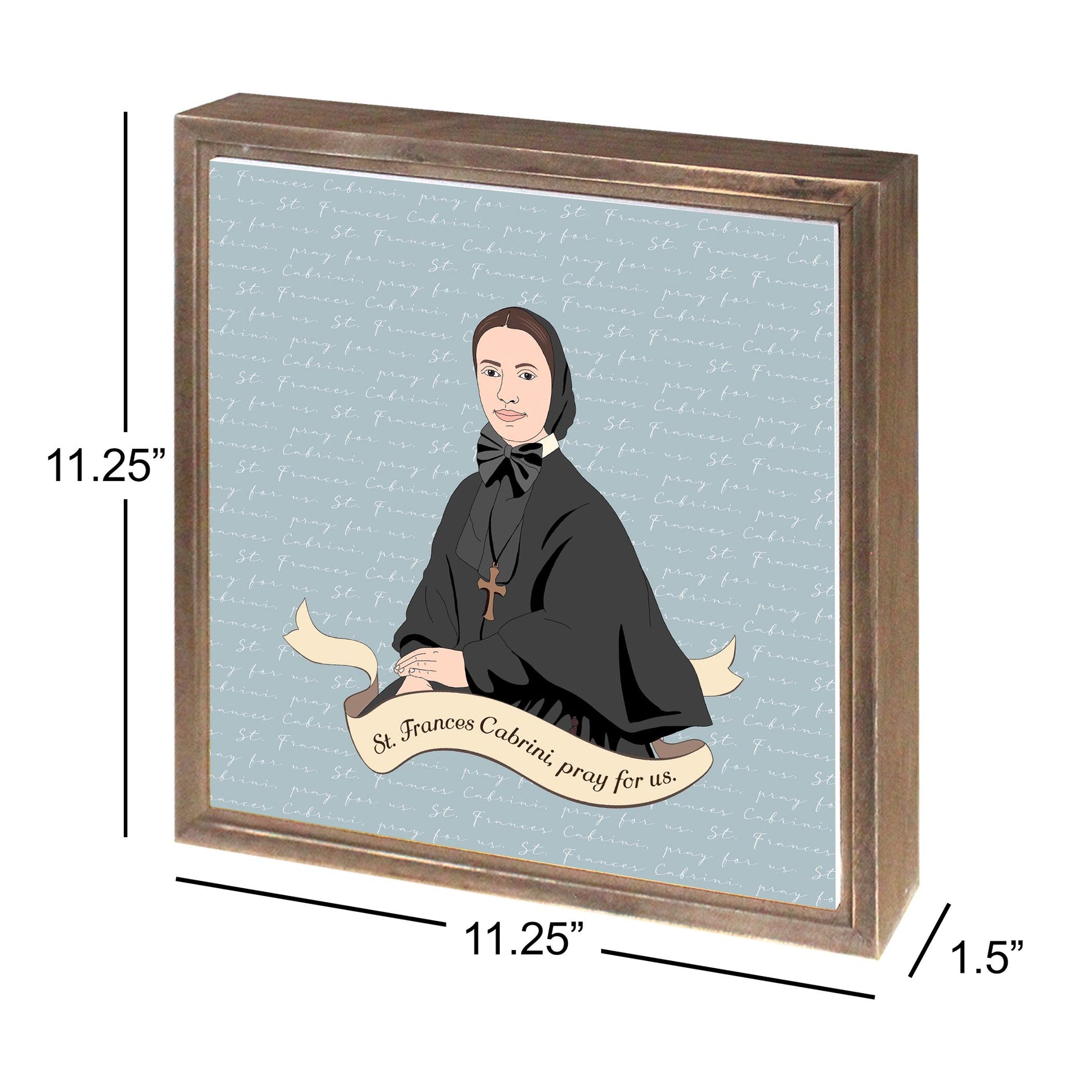 Mother Cabrini  11.25x11.25 Framed Wood Block | Catholic Gifts & Decor-2