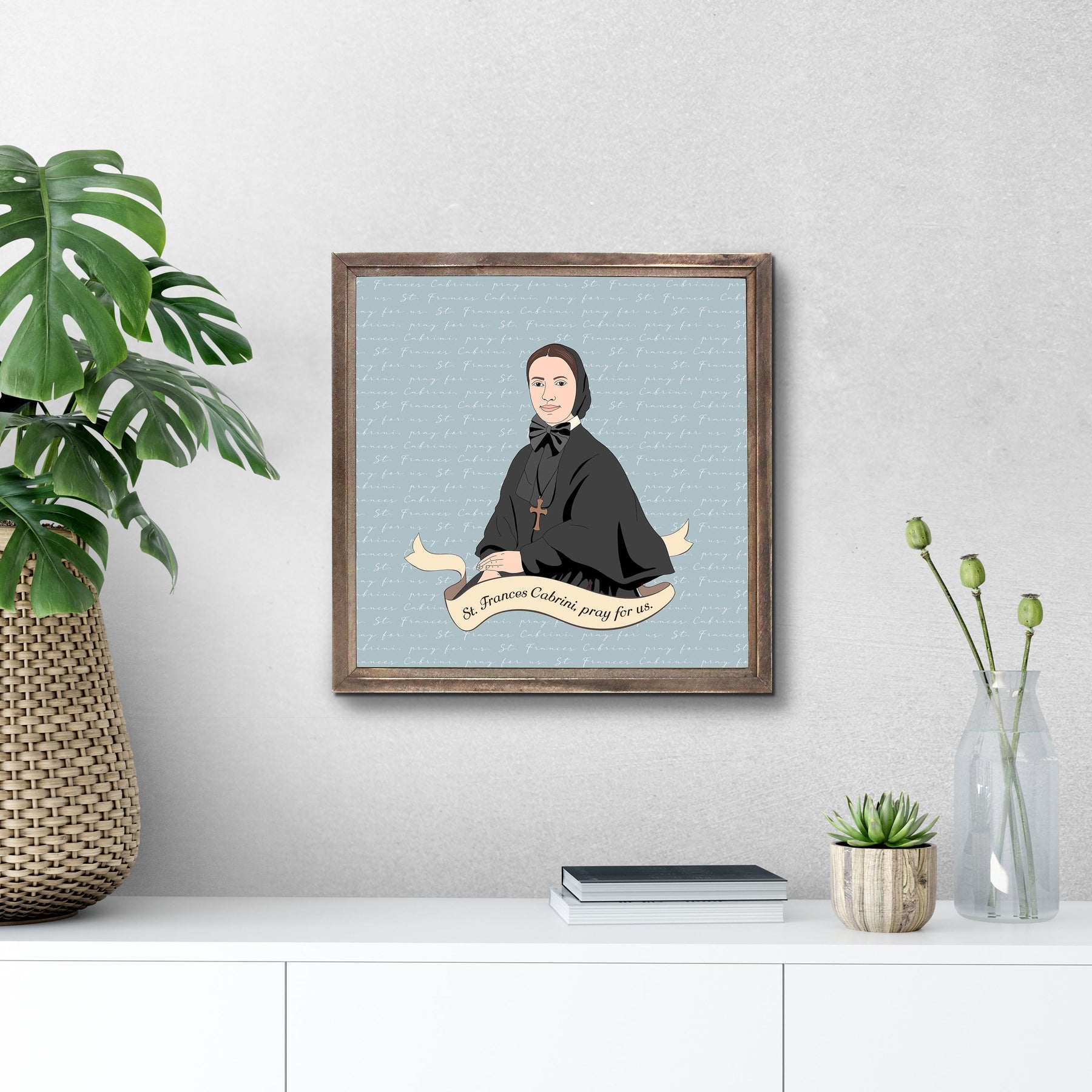 Mother Cabrini  11.25x11.25 Framed Wood Block | Catholic Gifts & Decor-3