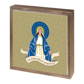 Our Lady of Grace  11.25x11.25 Framed Wood Block | Catholic Gifts & Decor-1