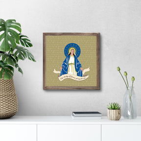 Our Lady of Grace  11.25x11.25 Framed Wood Block | Catholic Gifts & Decor-3