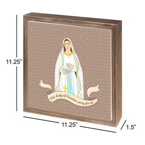 Our Lady of Lourdes  11.25x11.25 Framed Wood Block | Catholic Gifts & Decor-2