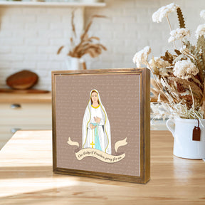 Our Lady of Lourdes  11.25x11.25 Framed Wood Block | Catholic Gifts & Decor-4