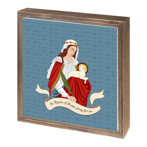 St. Agnes 11.25x11.25 Framed Wood Block | Catholic Gifts & Decor-1