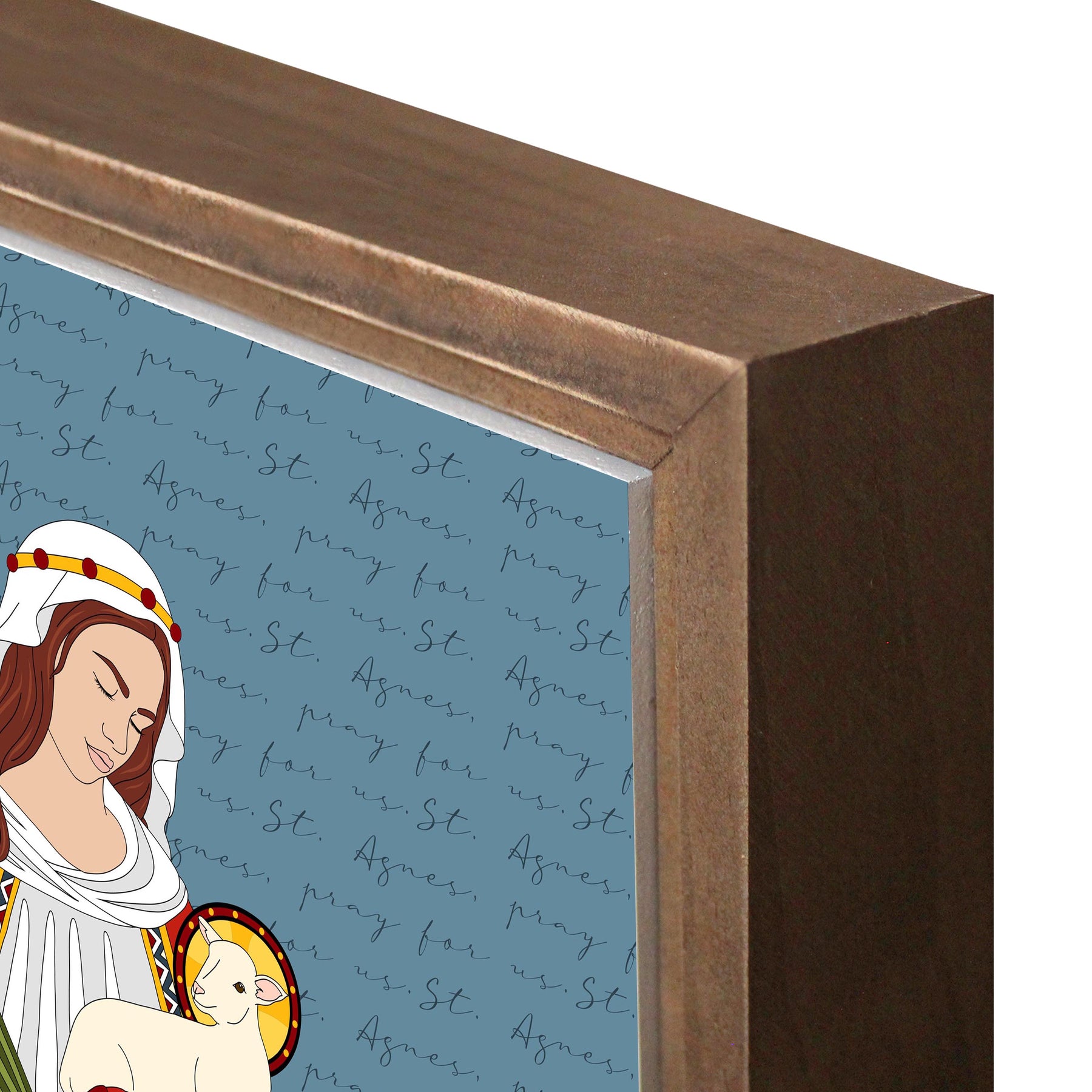 St. Agnes 11.25x11.25 Framed Wood Block | Catholic Gifts & Decor-6