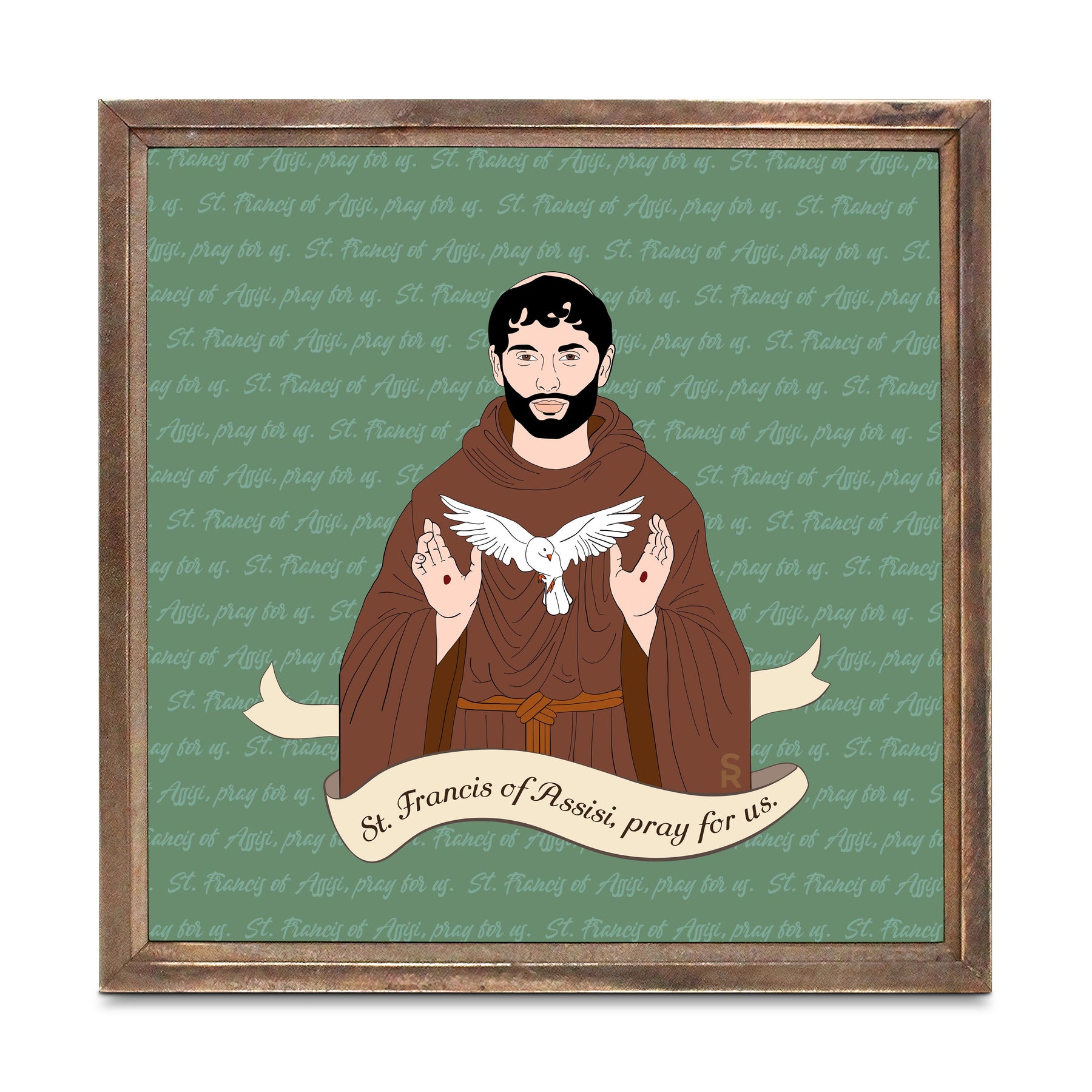 St. Francis of Assisi  11.25x11.25 Framed Wood Block | Catholic Gifts & Decor-0